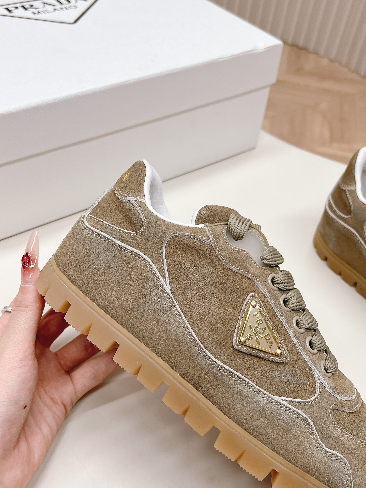 PRA FADED SUEDE SNEAKERS CARAMEL AND WHITE - 35
