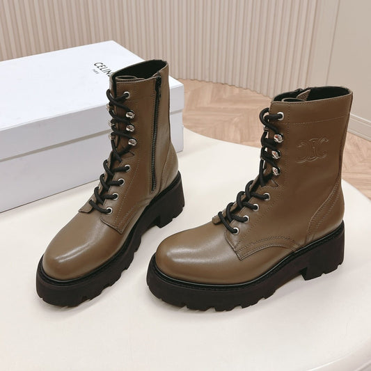 TRIOMPHE RANGERS MID LACE-UP BOOT IN CHOCOLATE BROWN CALFSKIN - 35