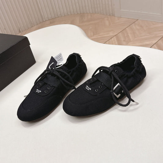 ЧОРНІ КЕДИ PRADA 26S LACE UP MINIMAL З КАНВАСУ НА ШНУРІВЦІ