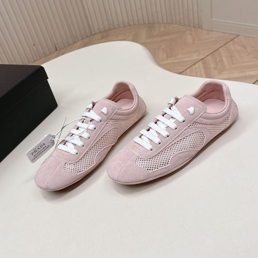 КРОСІВКИ PRADA 26S CLASSIC З РОЖЕВОЇ ЗАМШІ ТА СІТКИ