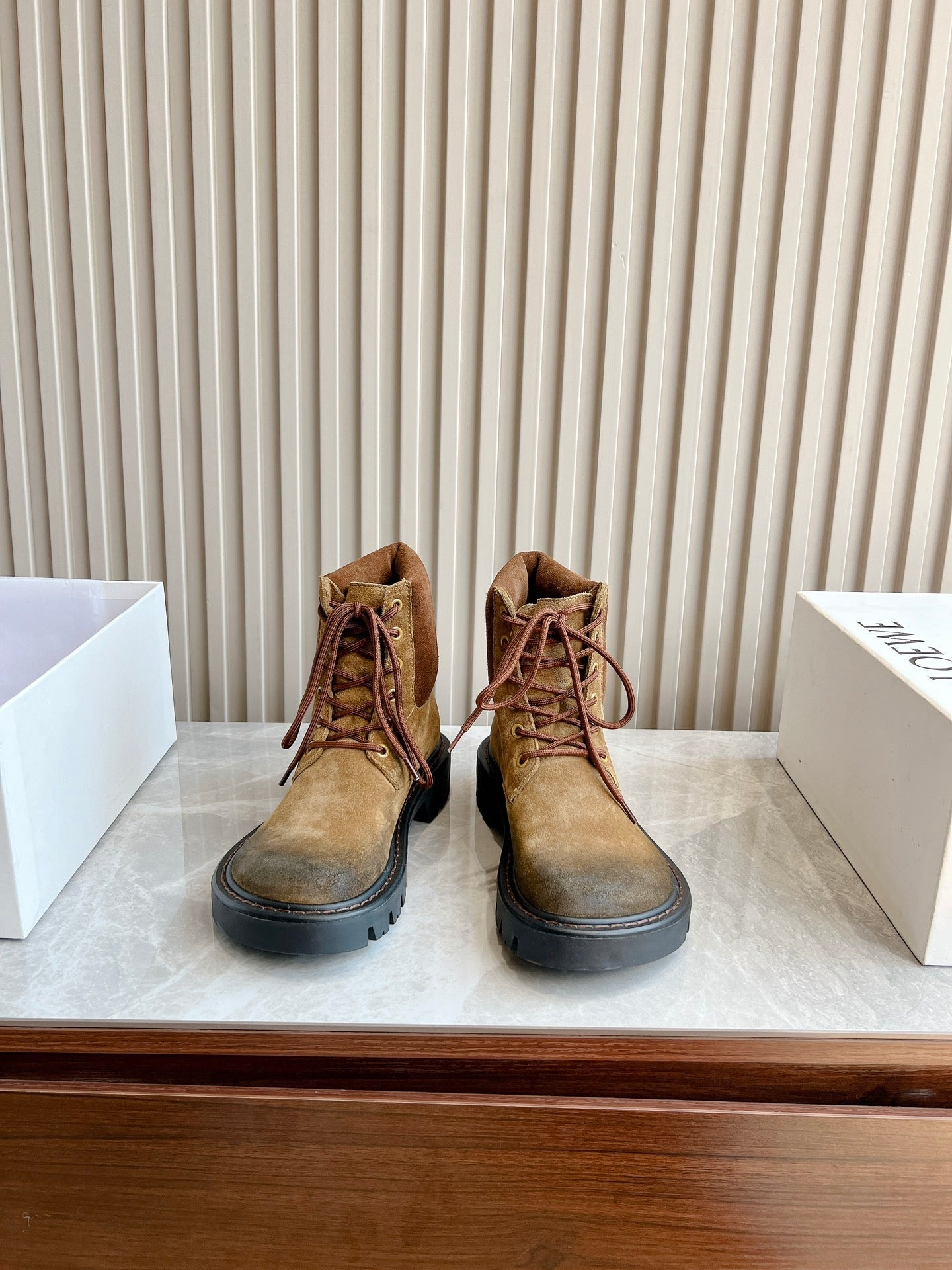 LW SIERRA COMBAT BOOT BROWN AND BLACK SUEDE - 35