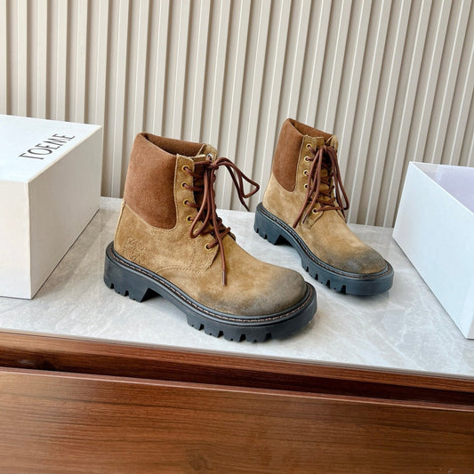 LW SIERRA COMBAT BOOT BROWN AND BLACK SUEDE - 35