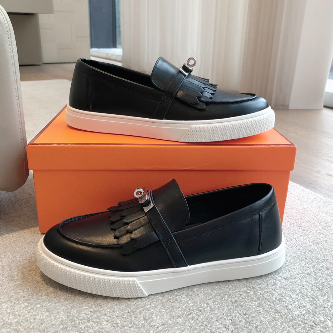 GAME SLIP-ON SNEAKER BLACK WITH TASSELS CALFSKIN - 35