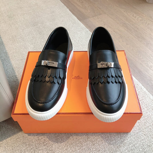 GAME SLIP-ON SNEAKER BLACK WITH TASSELS CALFSKIN - 35