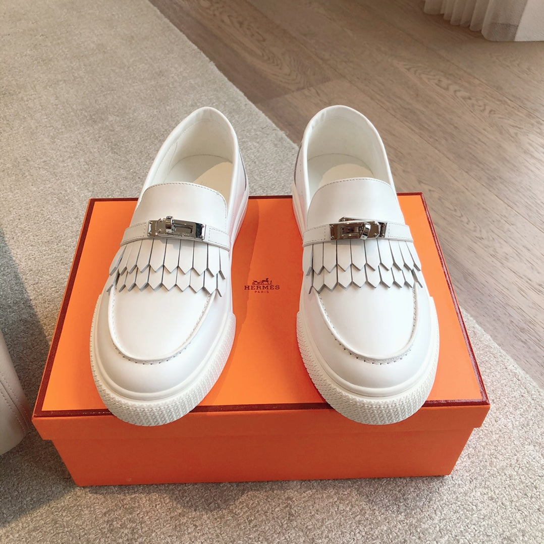 GAME SLIP-ON SNEAKER WHITE WITH TASSELS CALFSKIN - 35