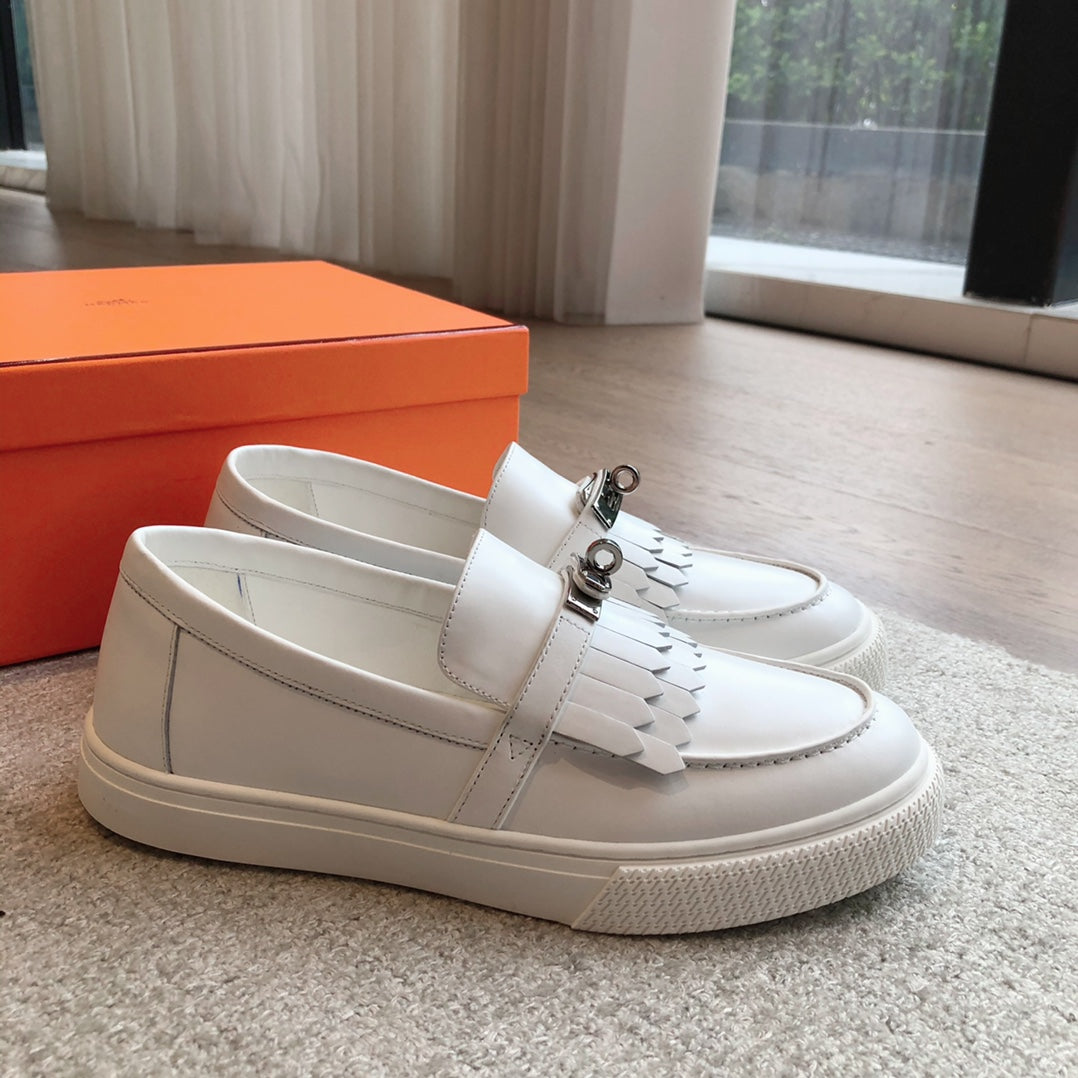 GAME SLIP-ON SNEAKER WHITE WITH TASSELS CALFSKIN - 35