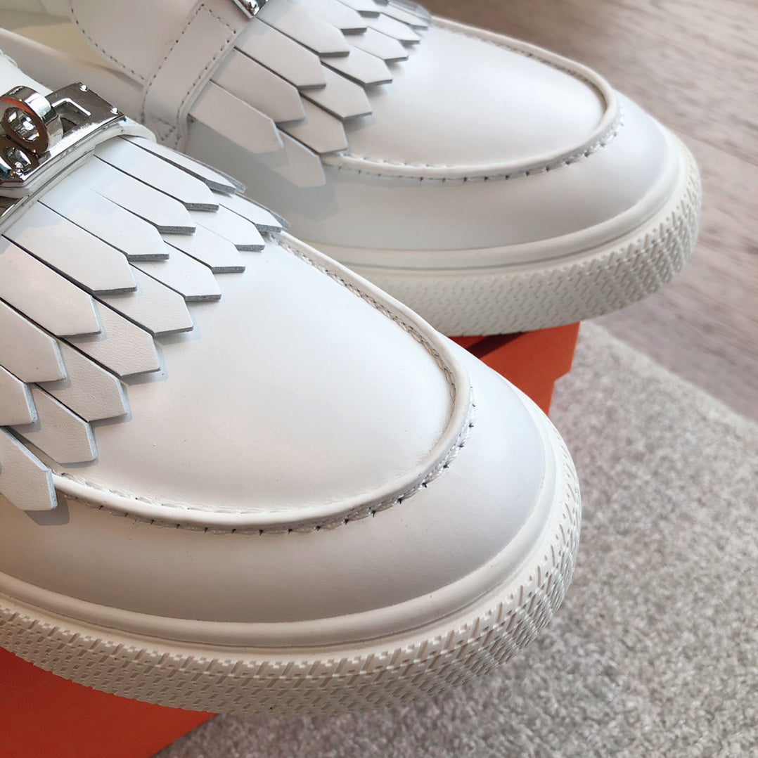 GAME SLIP-ON SNEAKER WHITE WITH TASSELS CALFSKIN - 35