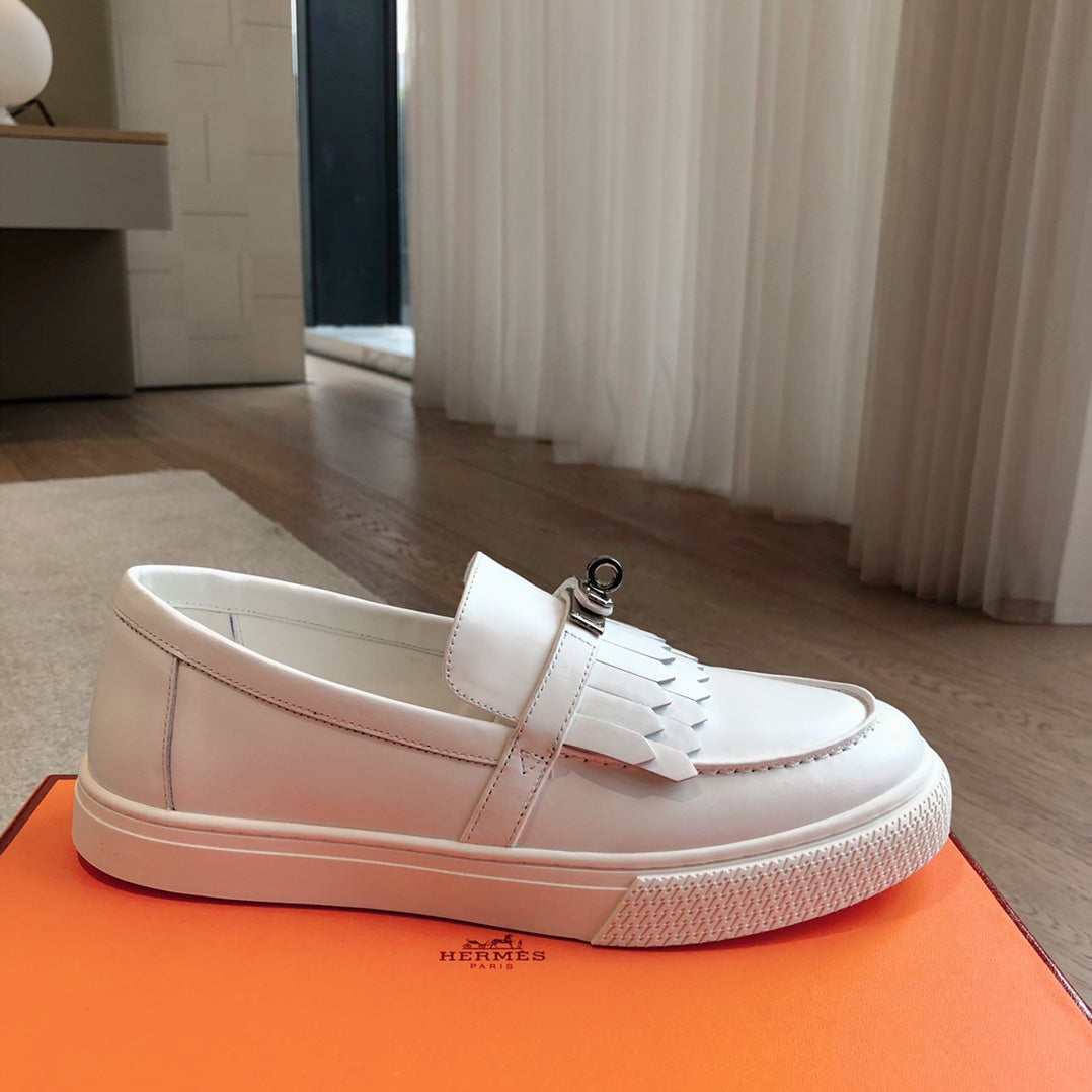 GAME SLIP-ON SNEAKER WHITE WITH TASSELS CALFSKIN - 35