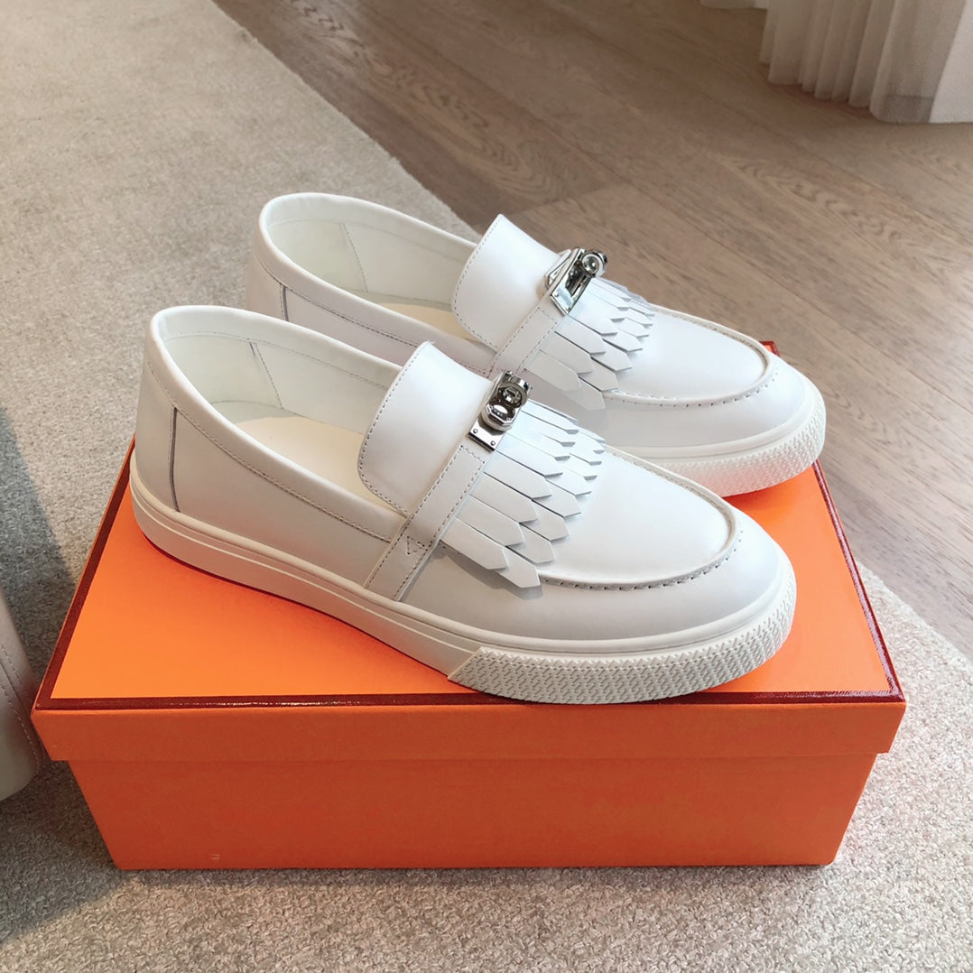 GAME SLIP-ON SNEAKER WHITE WITH TASSELS CALFSKIN - 35