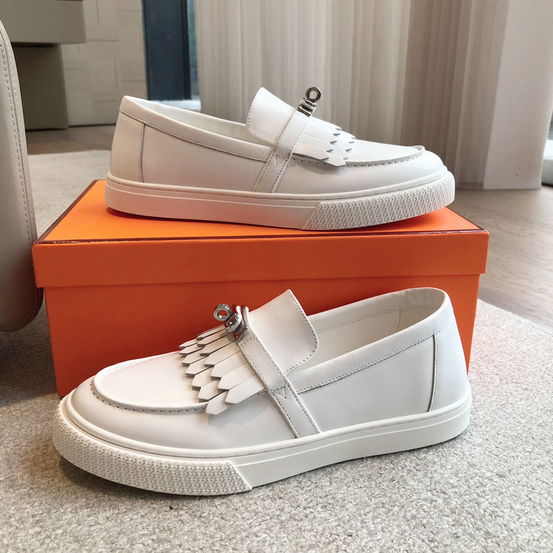 GAME SLIP-ON SNEAKER WHITE WITH TASSELS CALFSKIN - 35