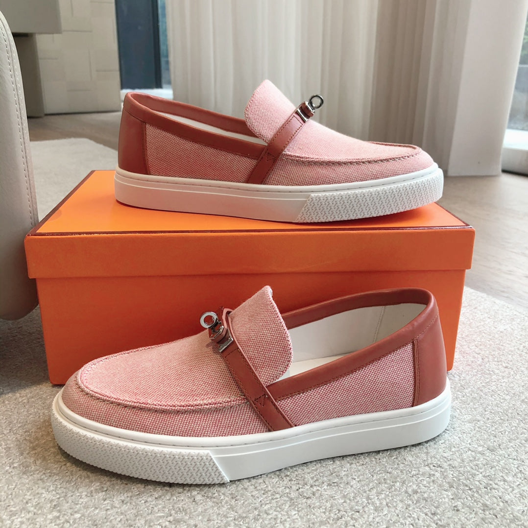 GAME SLIP-ON SNEAKER LIGHT PINK FABRIC AND CALFSKIN - 35