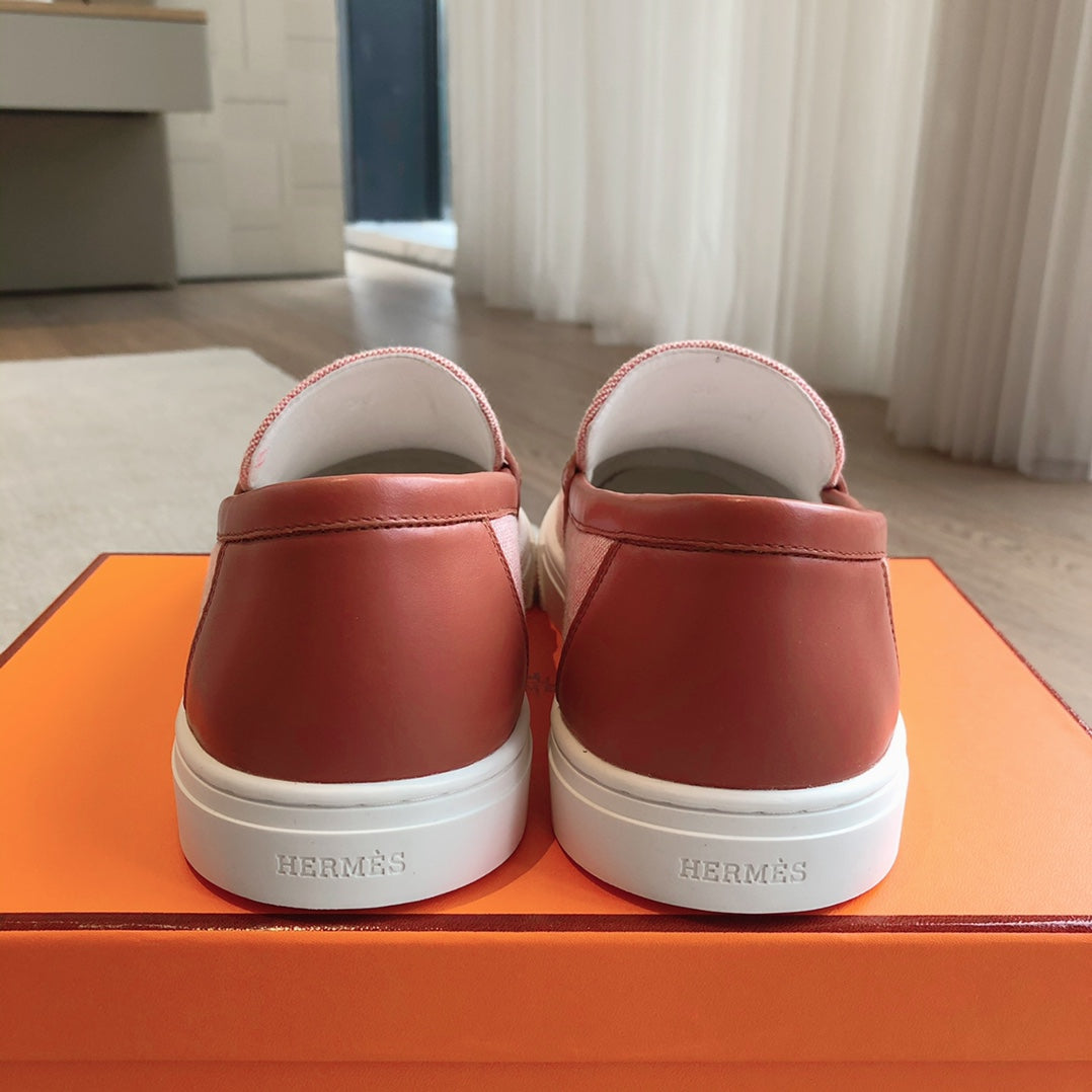 GAME SLIP-ON SNEAKER LIGHT PINK FABRIC AND CALFSKIN - 35