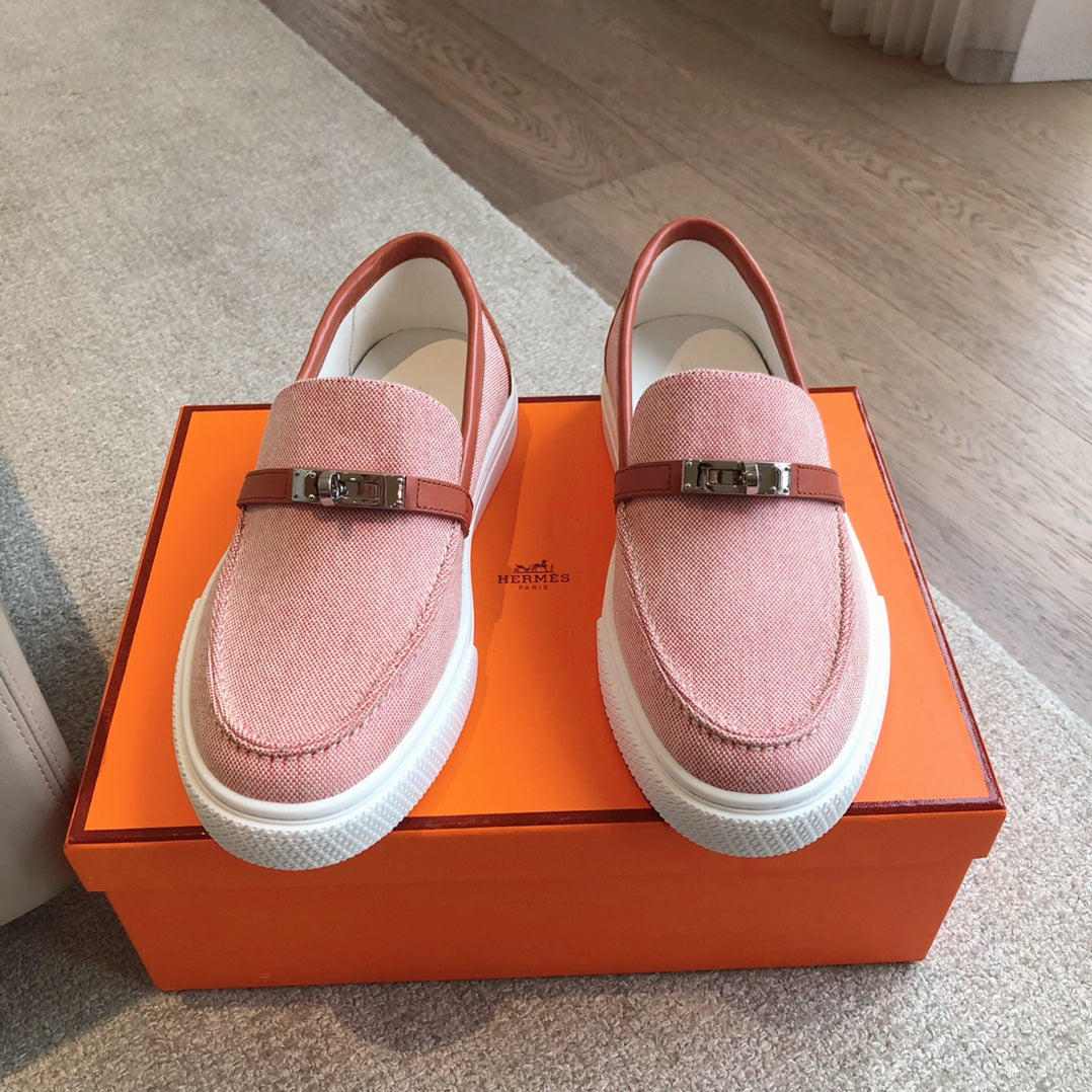 GAME SLIP-ON SNEAKER LIGHT PINK FABRIC AND CALFSKIN - 35
