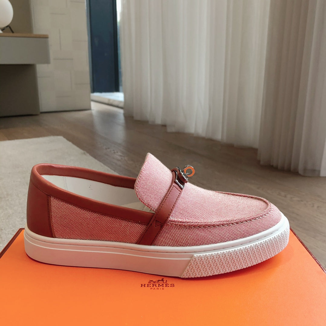 GAME SLIP-ON SNEAKER LIGHT PINK FABRIC AND CALFSKIN - 35