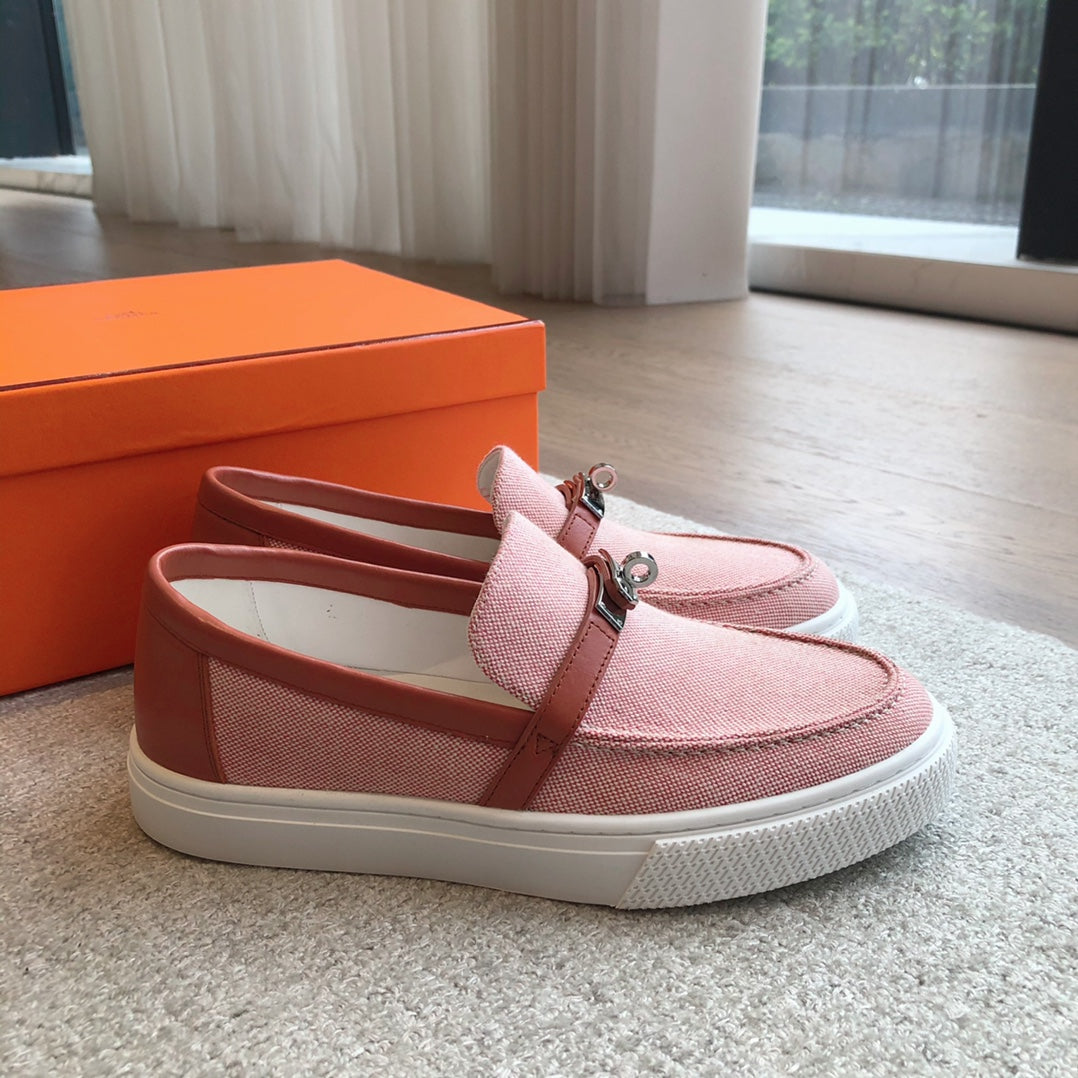 GAME SLIP-ON SNEAKER LIGHT PINK FABRIC AND CALFSKIN - 35