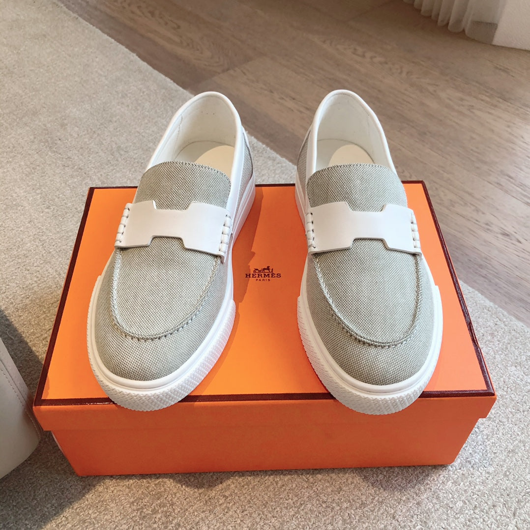JOB LOAFER LIGHT GRAY MIX WHITE CALFSKIN - 35