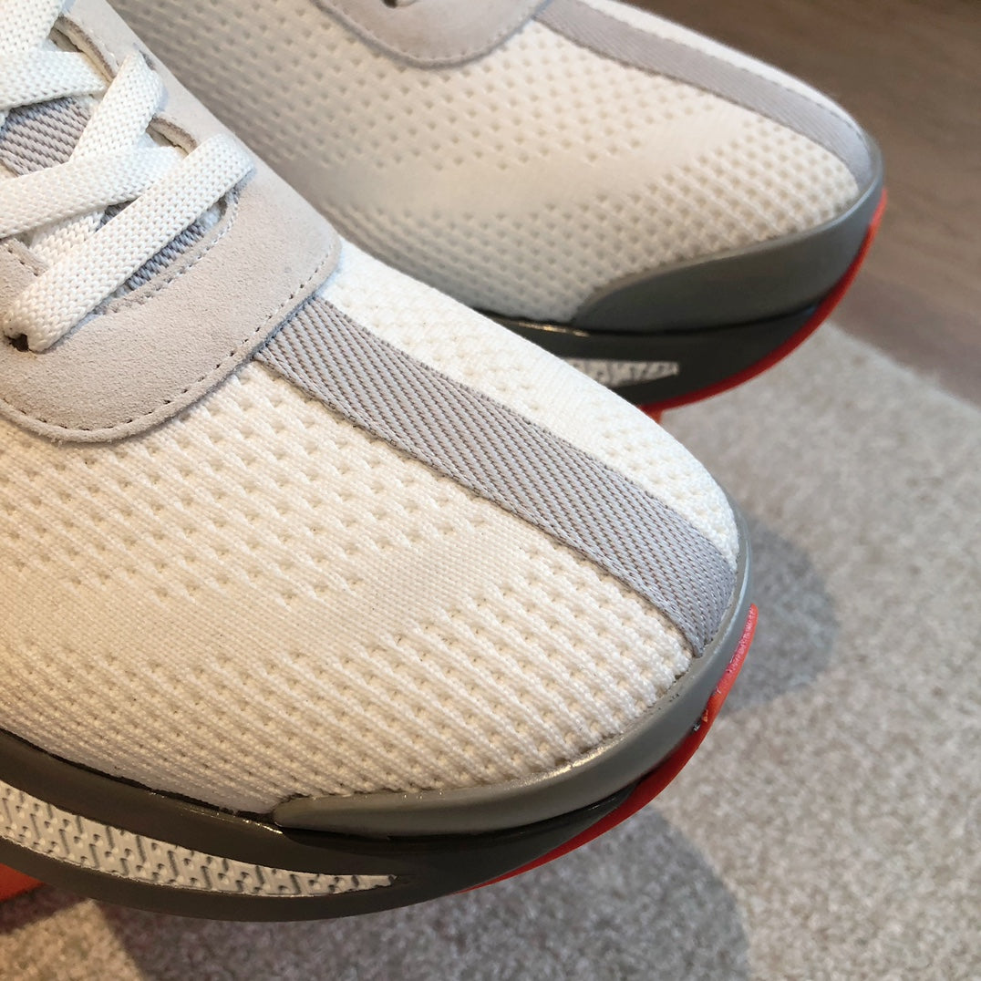 HEROS SNEAKER IN WHITE BREATHABLE MESH FABRIC AND BROWN CALFSKIN - 35