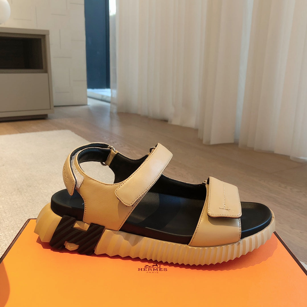 DAD SANDALS IN TUSCAN BEIGE CALFSKIN AND RUBBER - 35