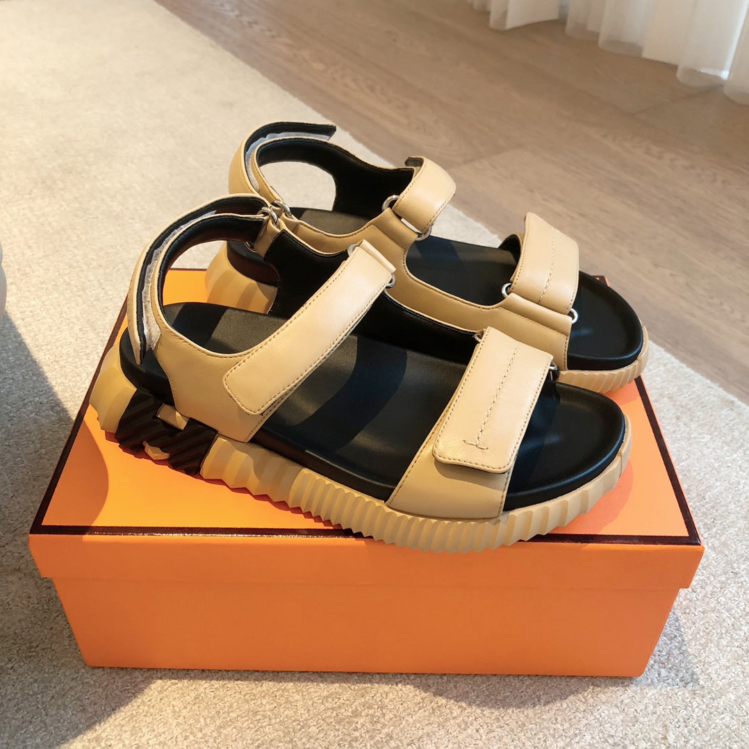 DAD SANDALS IN TUSCAN BEIGE CALFSKIN AND RUBBER - 35