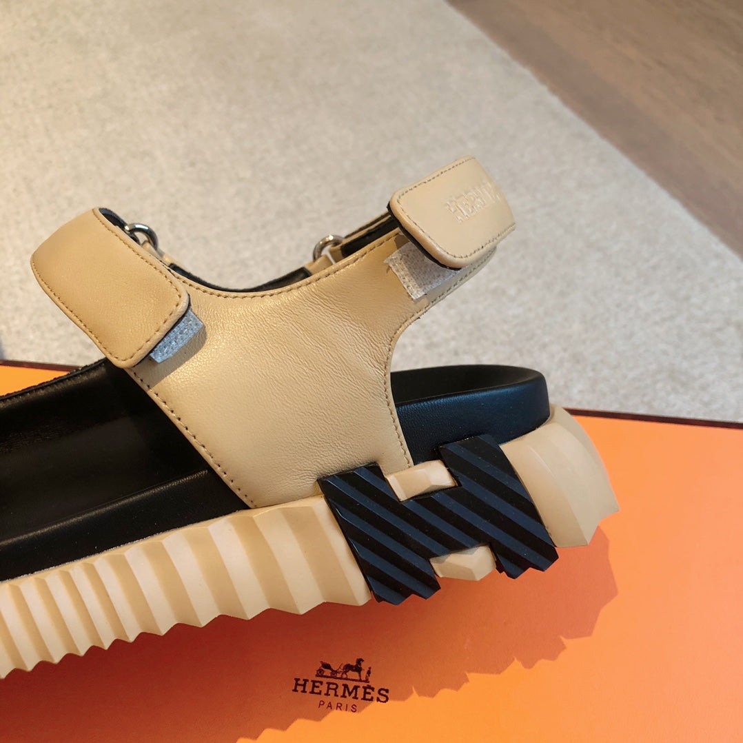 DAD SANDALS IN TUSCAN BEIGE CALFSKIN AND RUBBER - 35