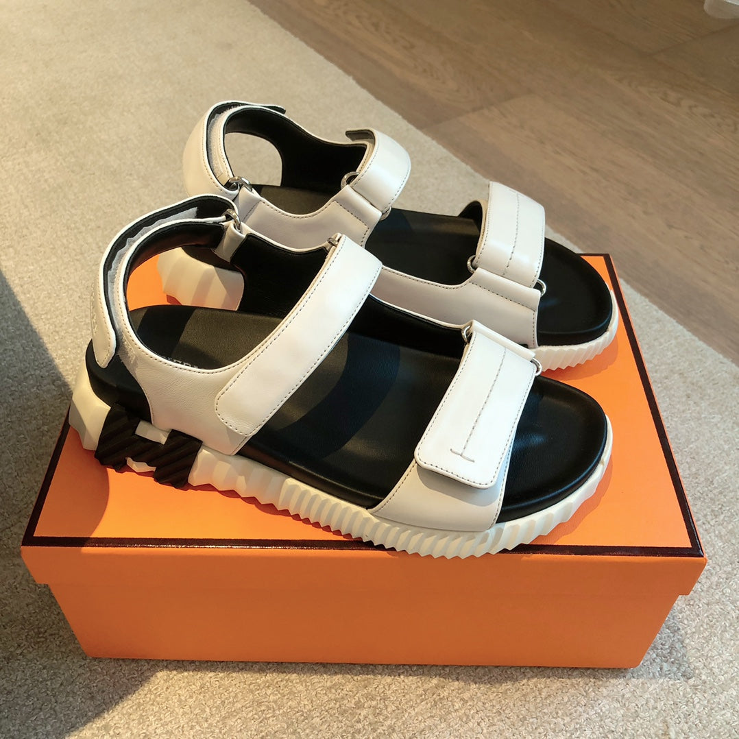 DAD SANDALS IN WHITE CALFSKIN AND RUBBER - 35