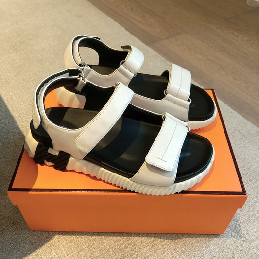 DAD SANDALS IN WHITE CALFSKIN AND RUBBER - 35