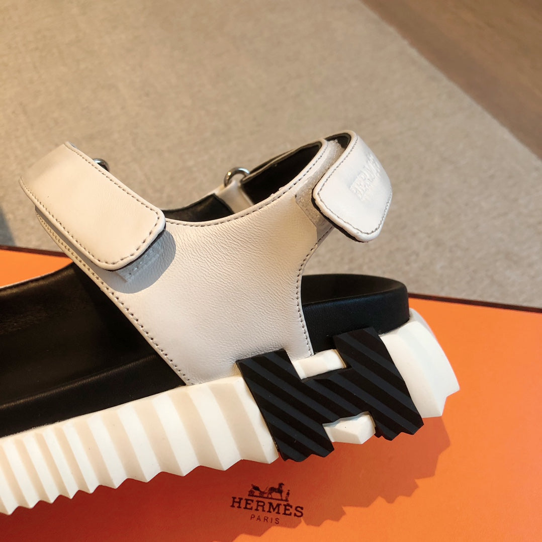 DAD SANDALS IN WHITE CALFSKIN AND RUBBER - 35