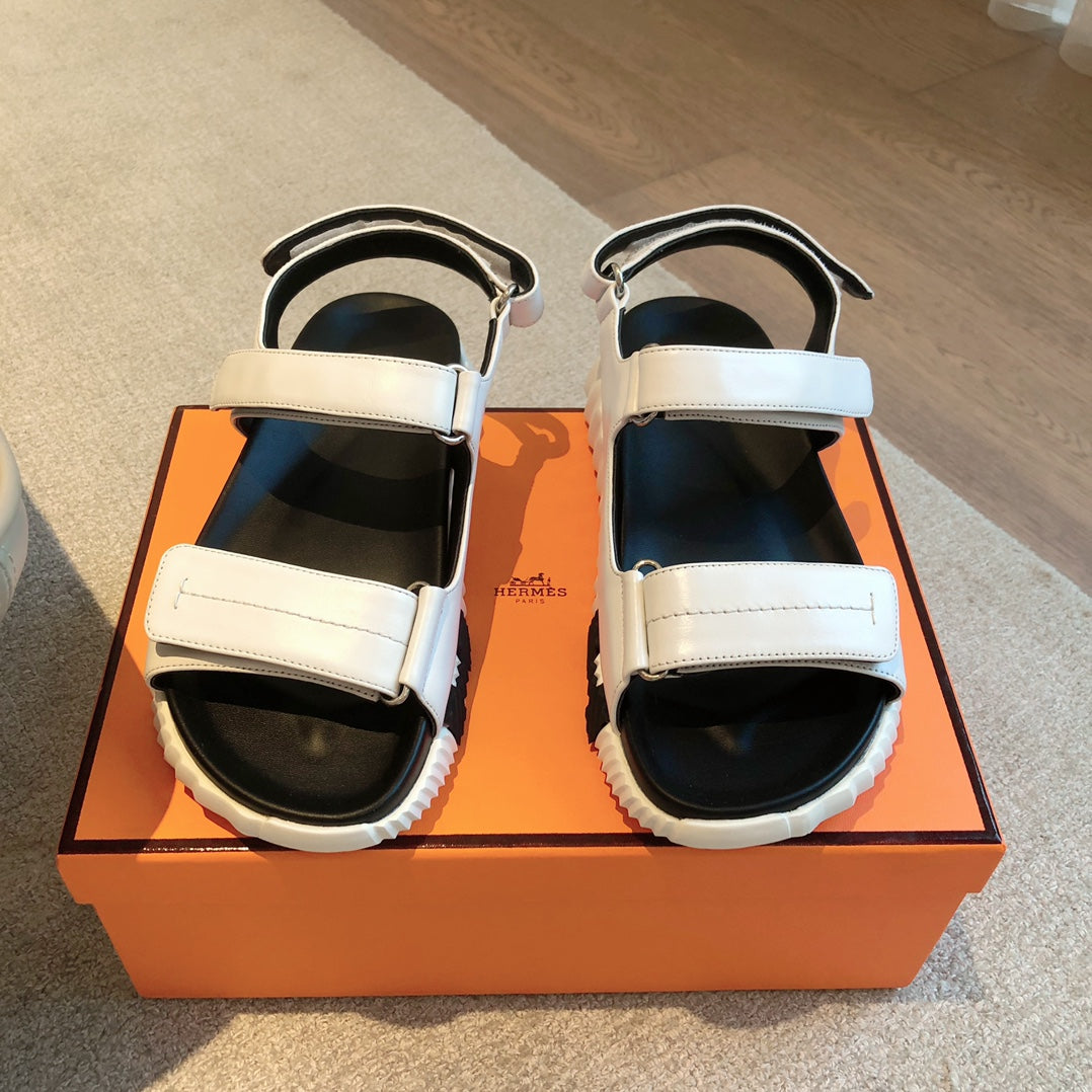DAD SANDALS IN WHITE CALFSKIN AND RUBBER - 35