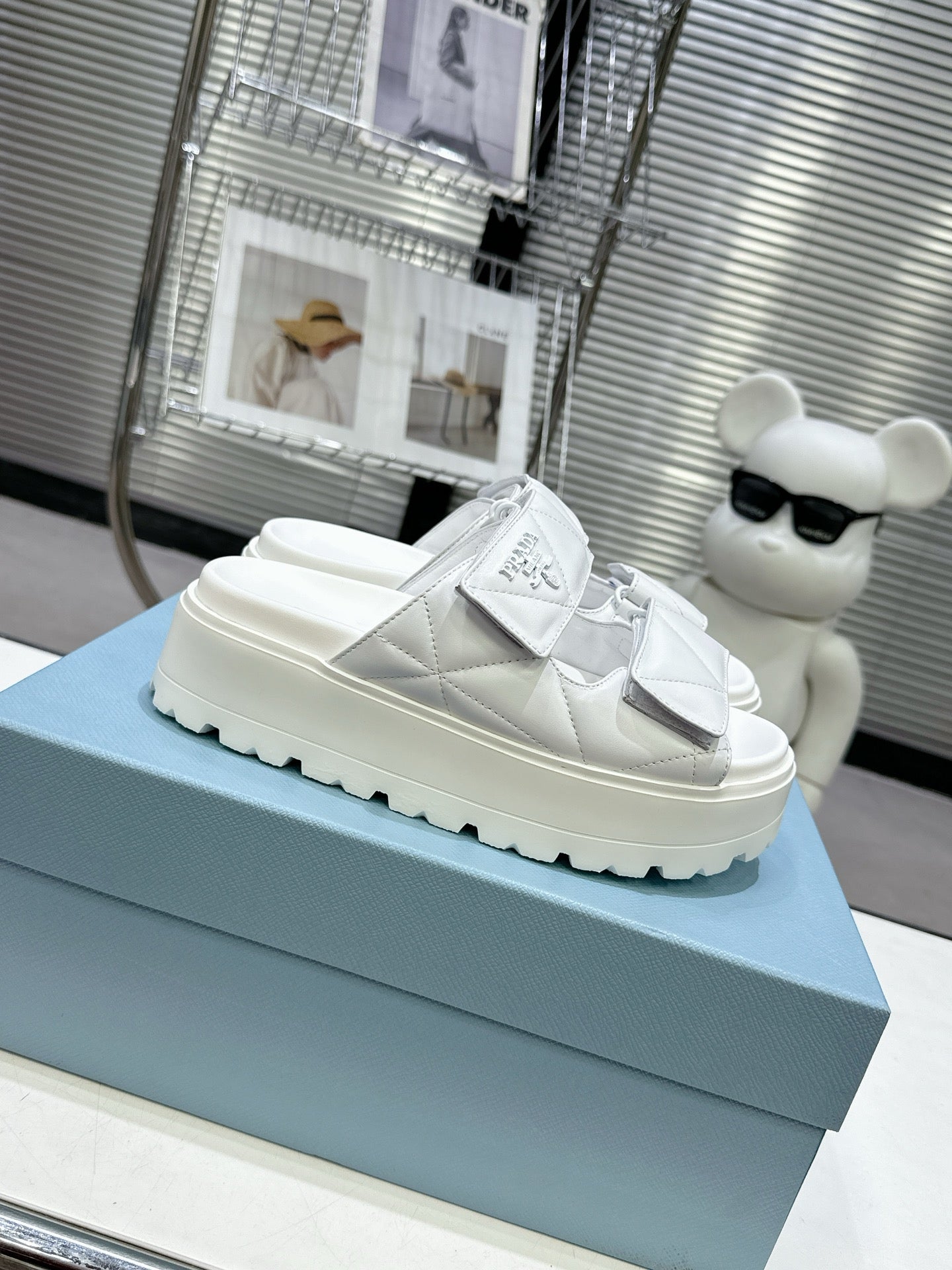 PRA STRAP SANDALS 55MM IN WHITE CALFSKIN - 35