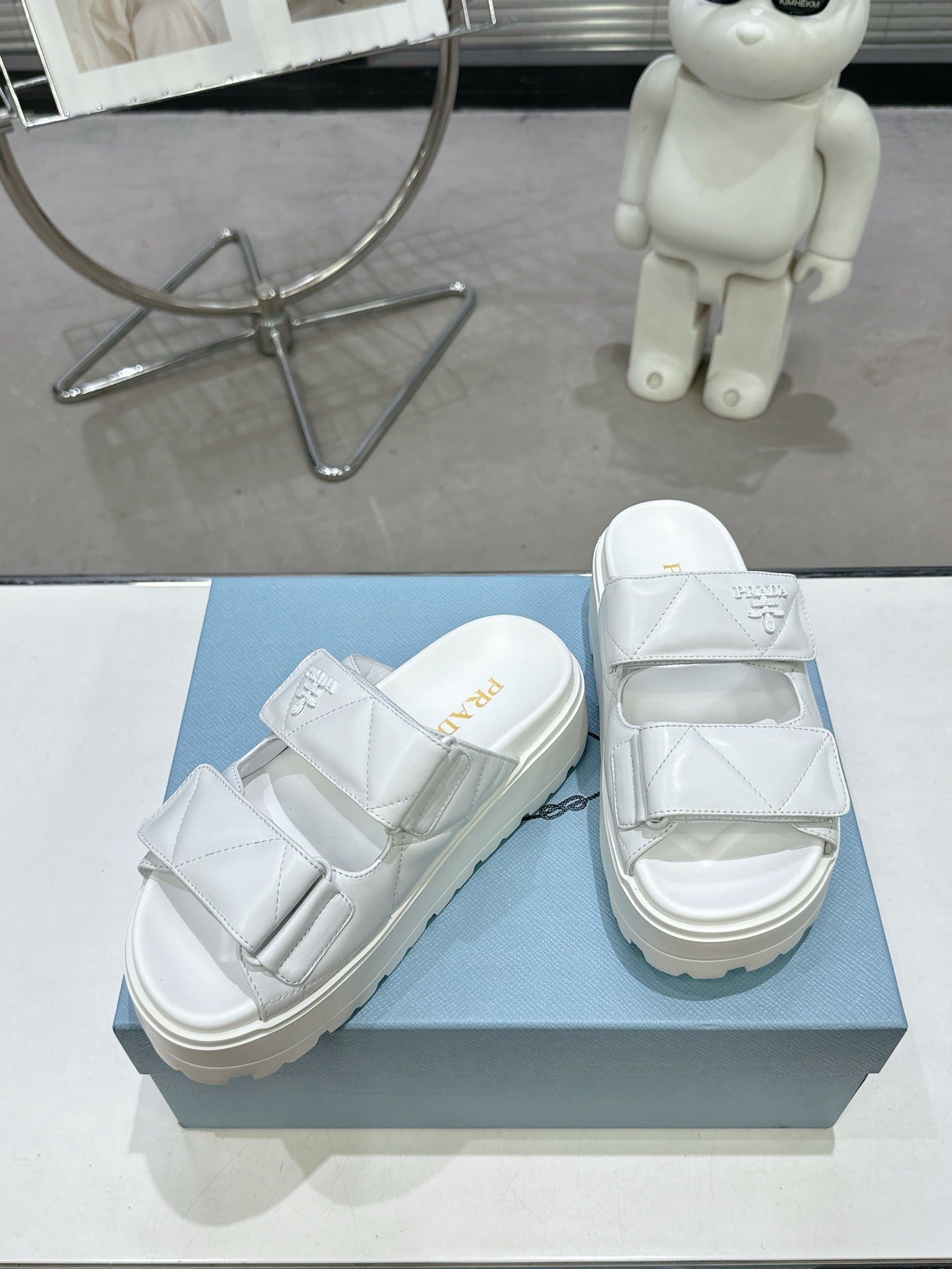 PRA STRAP SANDALS 55MM IN WHITE CALFSKIN - 35