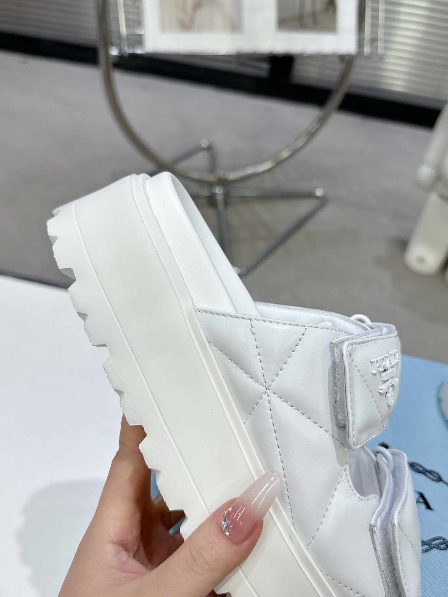 PRA STRAP SANDALS 55MM IN WHITE CALFSKIN - 35