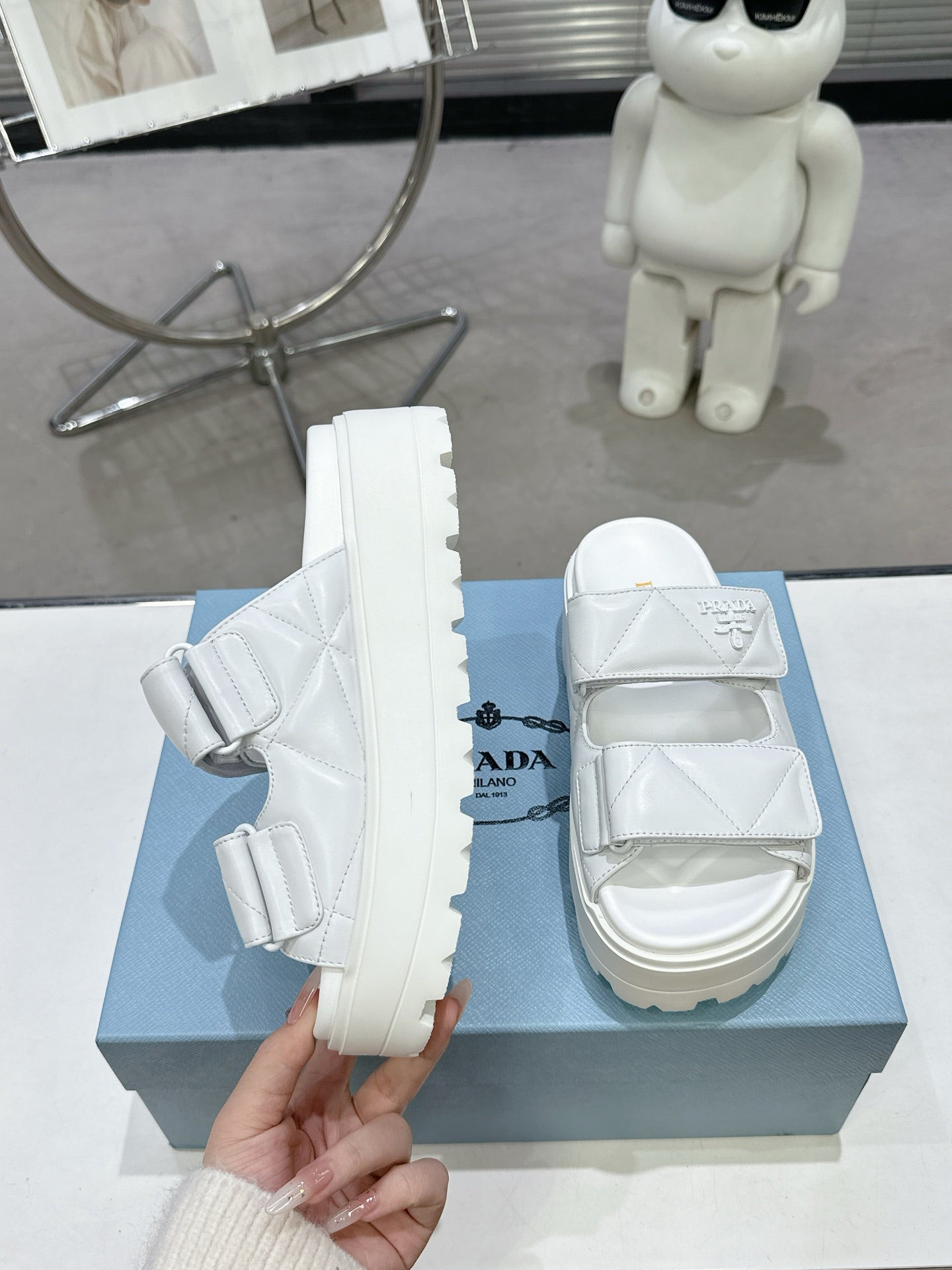 PRA STRAP SANDALS 55MM IN WHITE CALFSKIN - 35