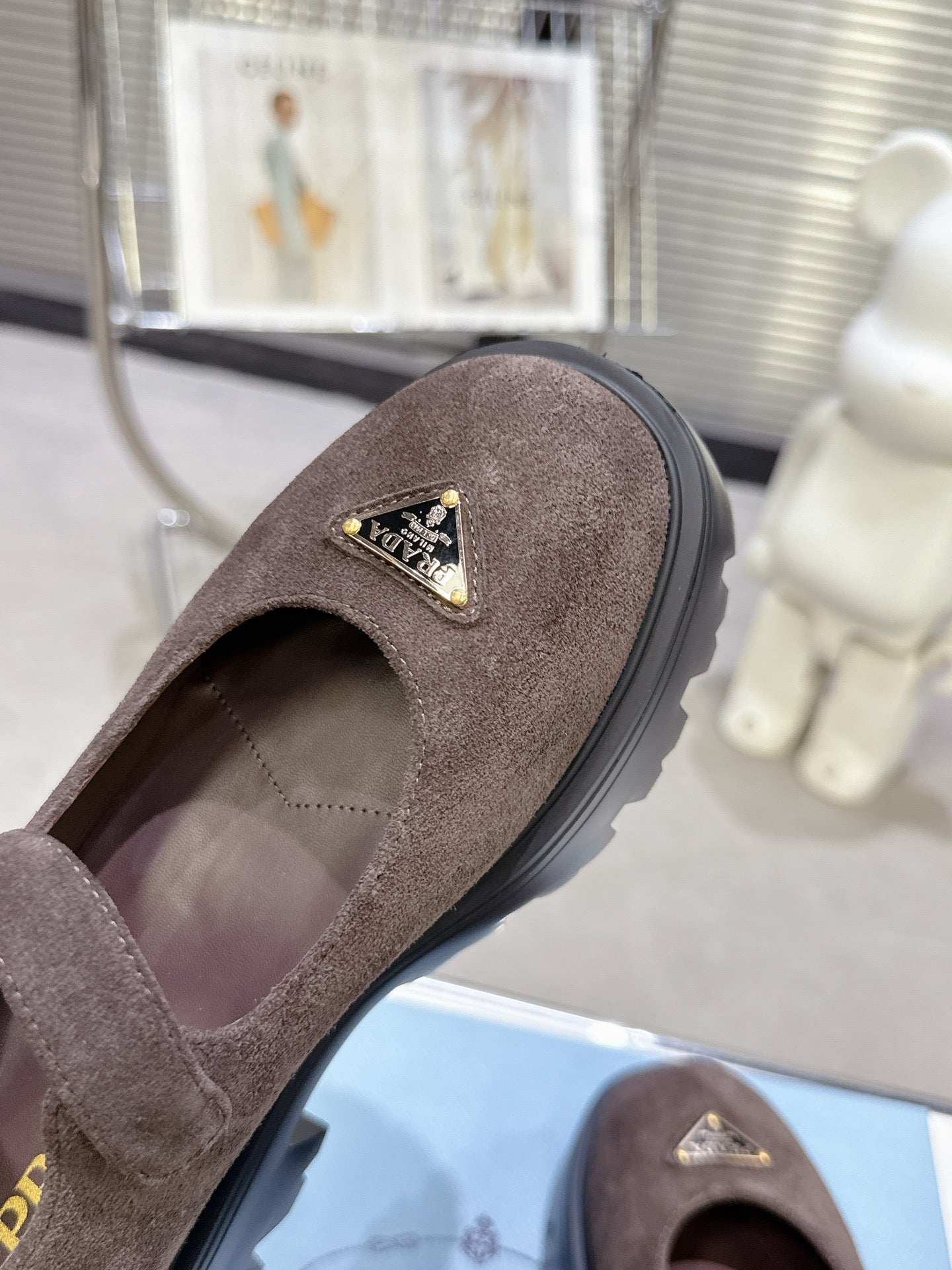 PRADA 25S PLATFORM MARY JANE SHOES IN DARK BROWN SUEDE STYLE 3 - 35