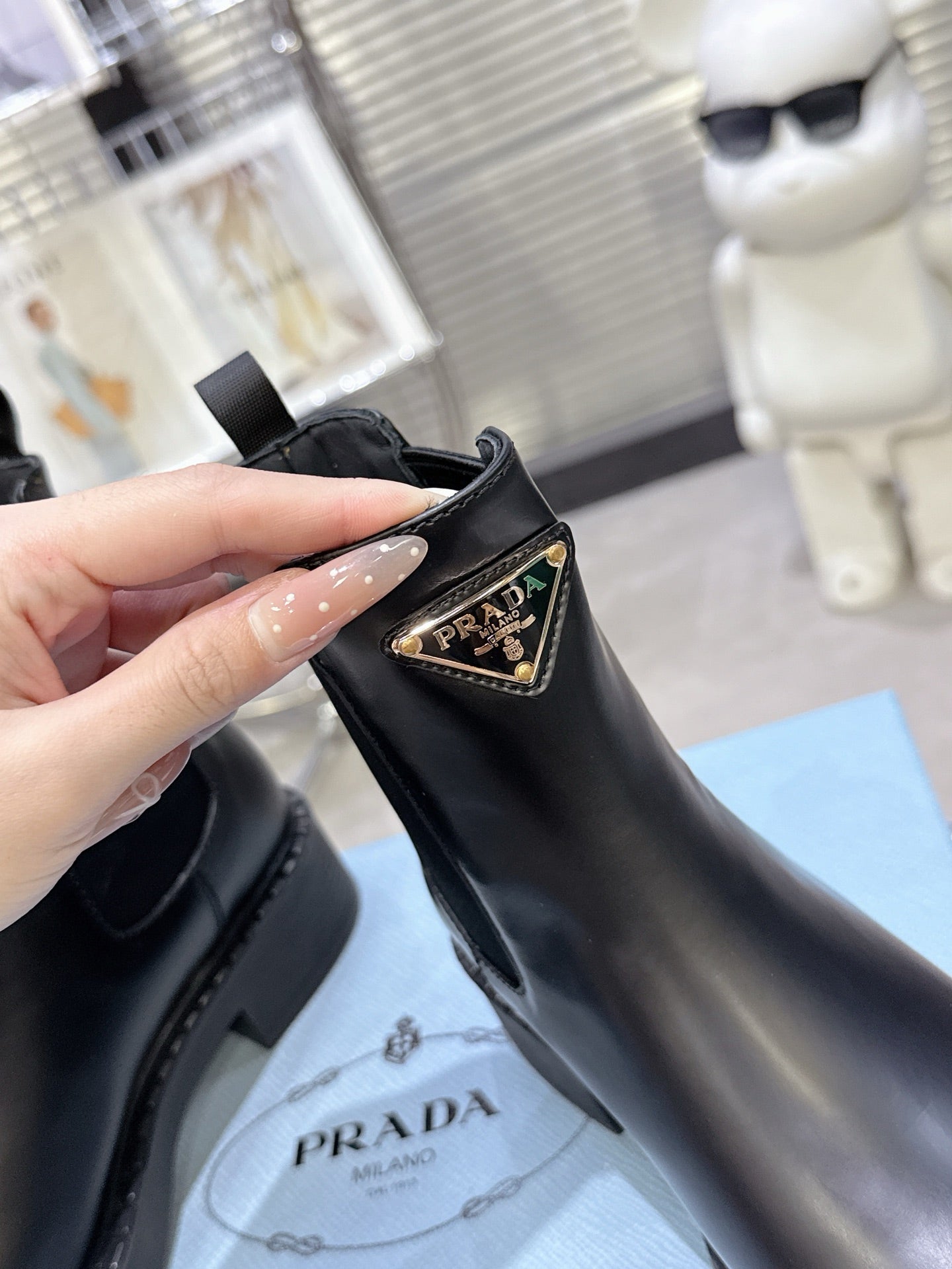 PRADA 25S RETRO PLATFORM MARTIN BOOTS IN BLACK CALFSKIN - 35
