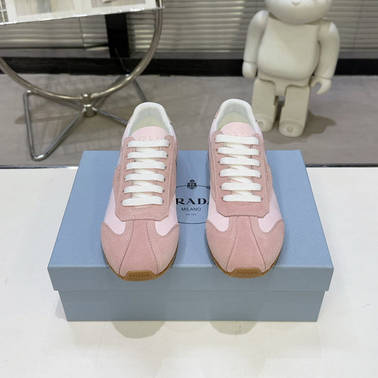 КРОСІВКИ PRADA 26S НА ШНУРІВЦІ З РОЖЕВОГО НЕЙЛОНУ ТА ЗАМШІ