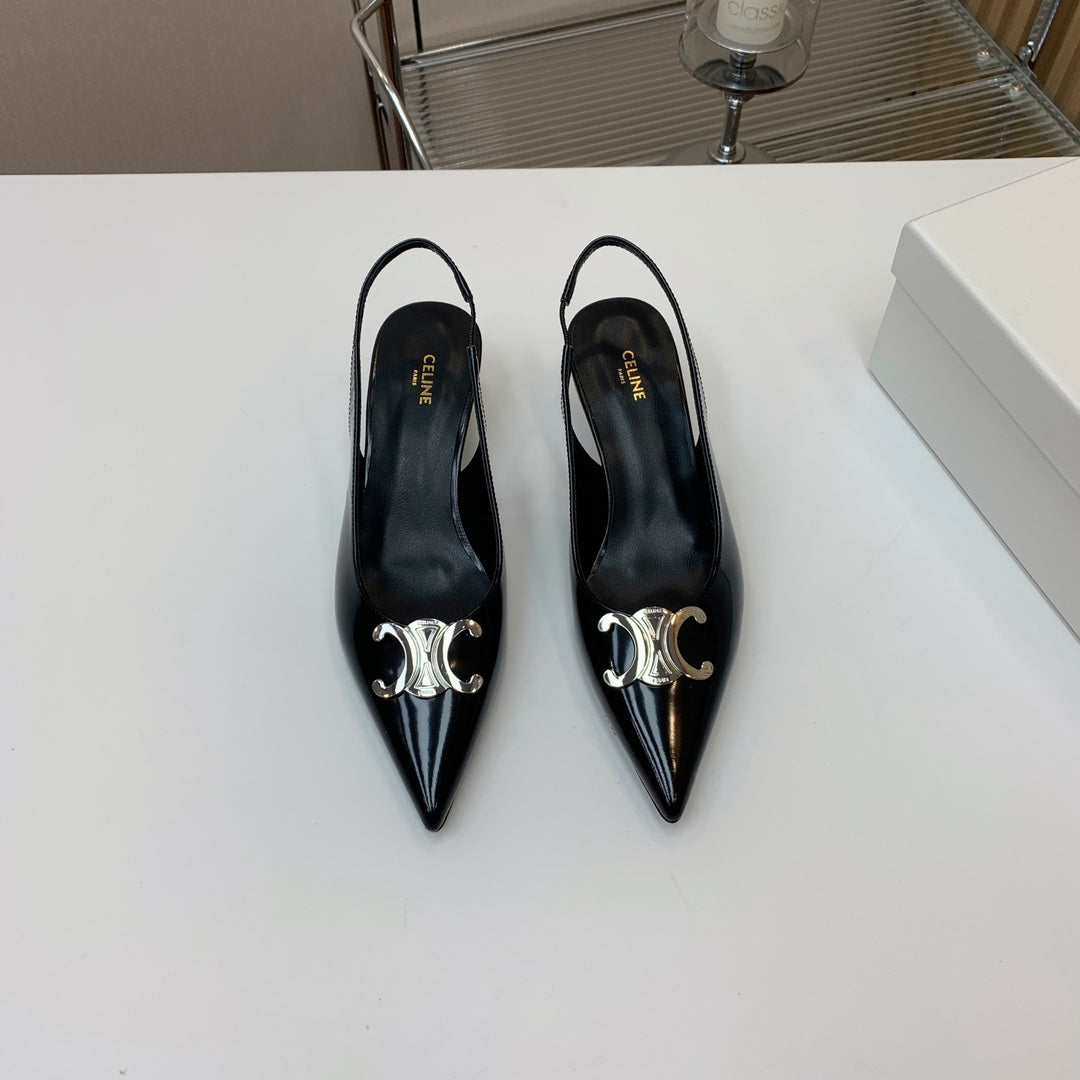 ALMA TRIOMPHE SLINGBACK IN BLACK PATENT CALFSKIN - 35