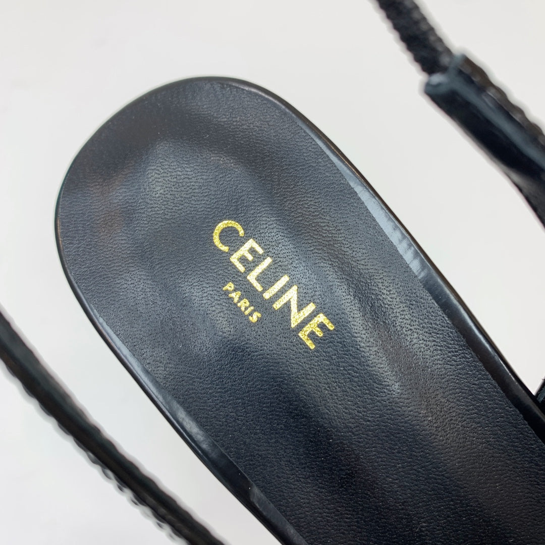 ALMA TRIOMPHE SLINGBACK IN BLACK PATENT CALFSKIN - 35