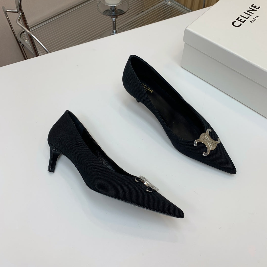 MEDIUM-HEELED 50MM PUMP IN BLACK SUEDE - 35