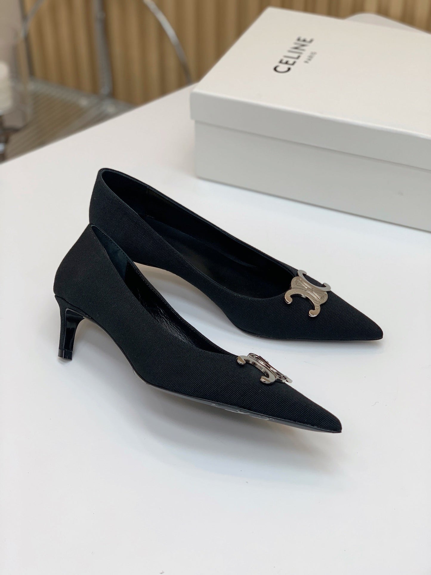 MEDIUM-HEELED 50MM PUMP IN BLACK SUEDE - 35