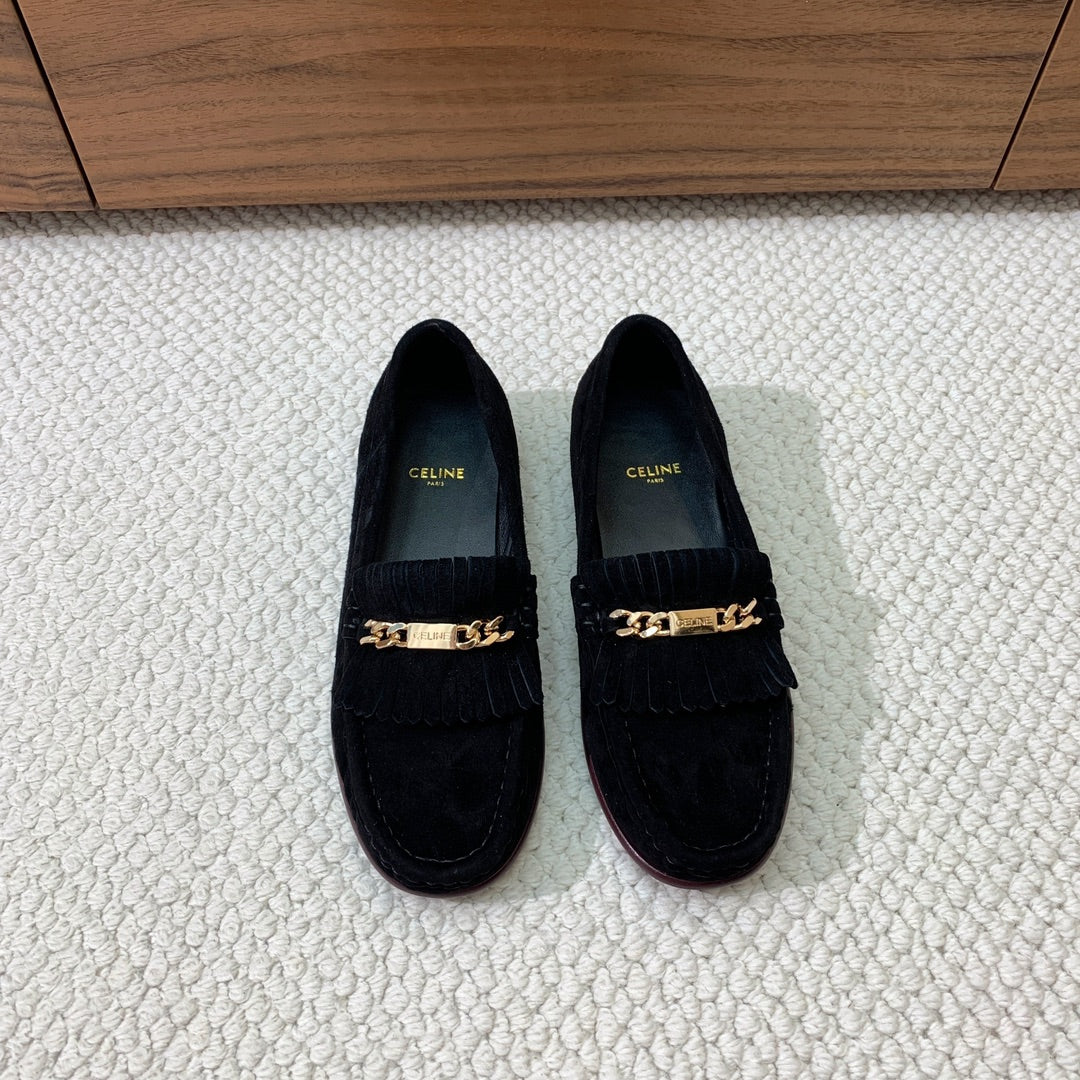 LUCO LOAFER WITH FRINGES IN BLACK SUEDE - 35