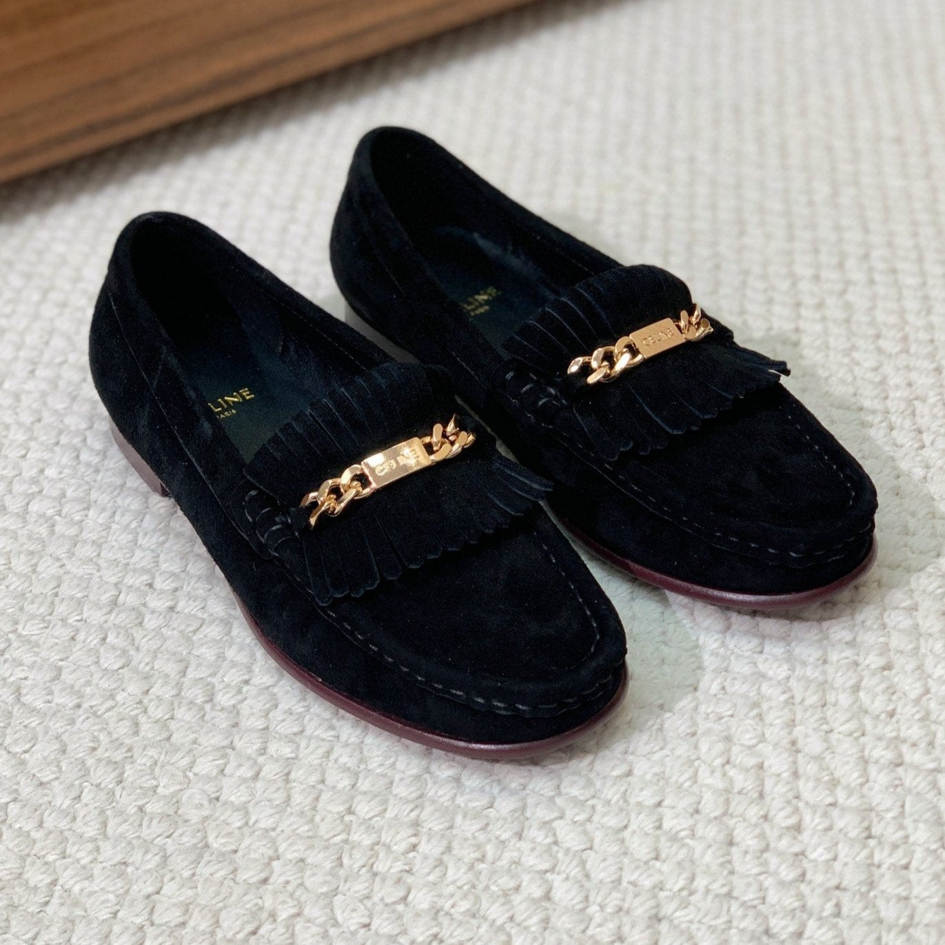 LUCO LOAFER WITH FRINGES IN BLACK SUEDE - 35