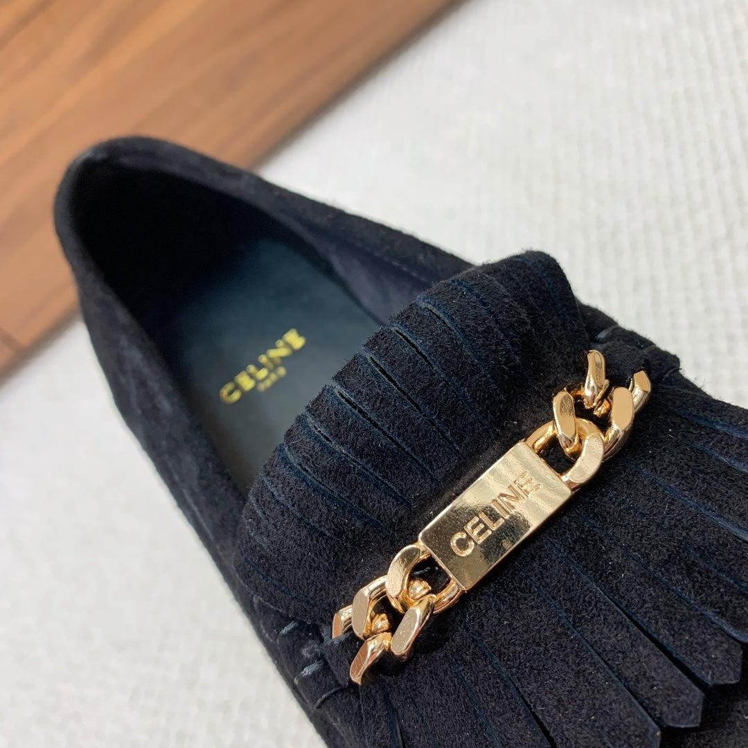 LUCO LOAFER WITH FRINGES IN BLACK SUEDE - 35