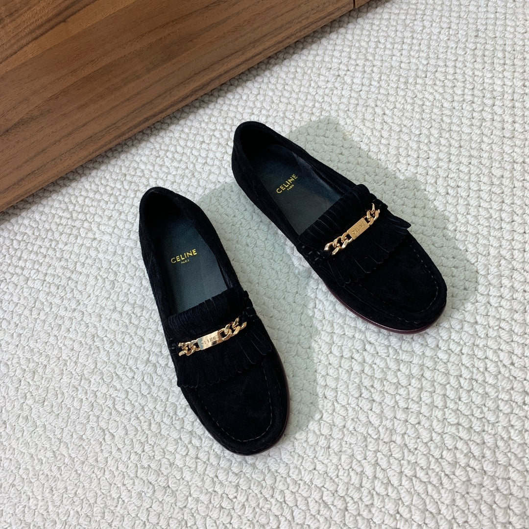 LUCO LOAFER WITH FRINGES IN BLACK SUEDE - 35