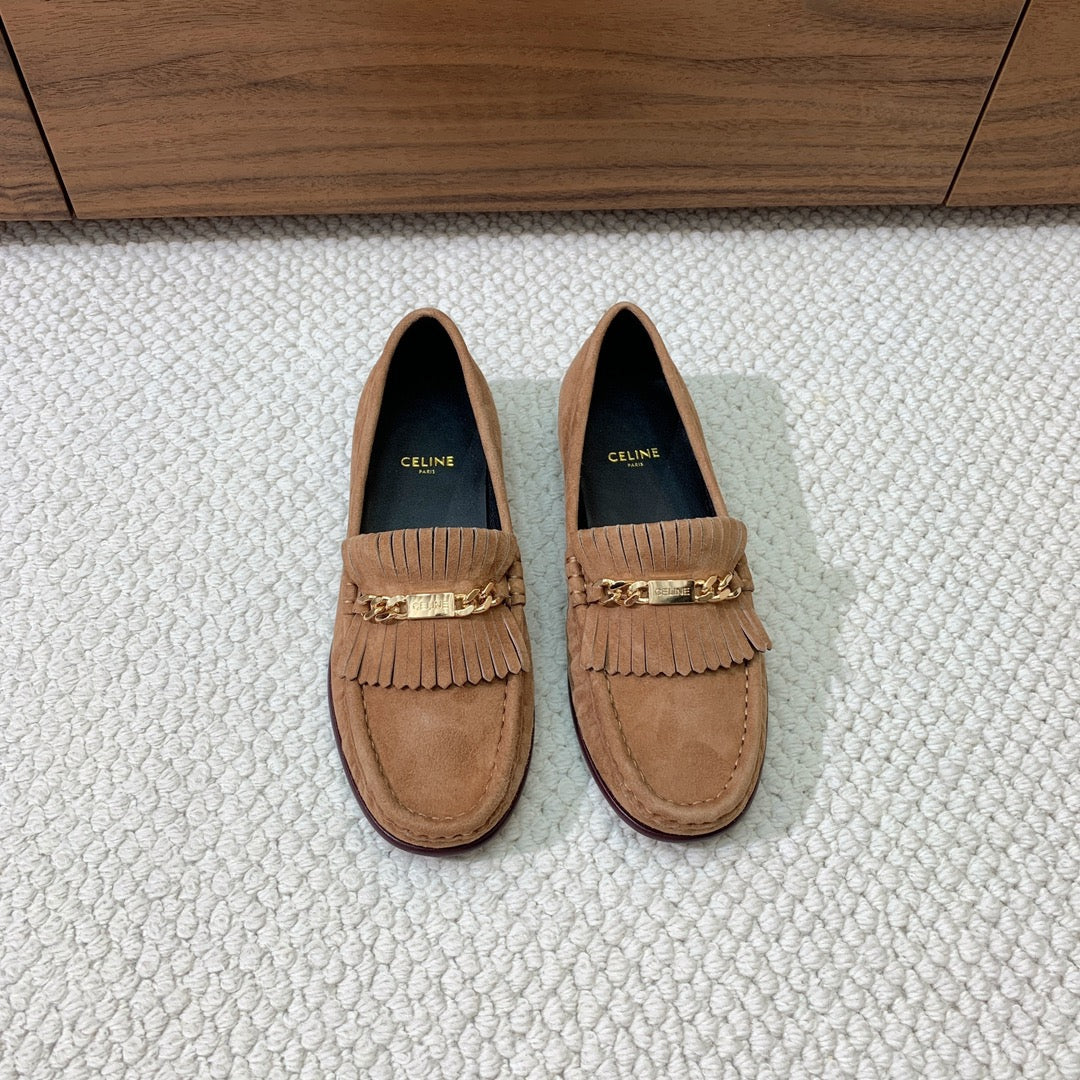 LUCO LOAFER WITH FRINGES IN COPPER BROWN SUEDE - 35