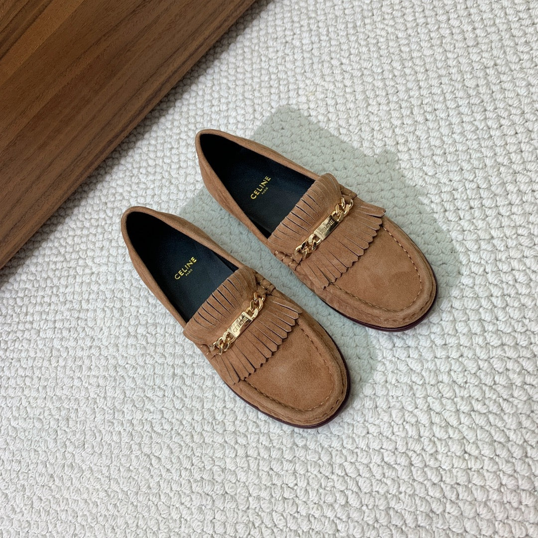 LUCO LOAFER WITH FRINGES IN COPPER BROWN SUEDE - 35