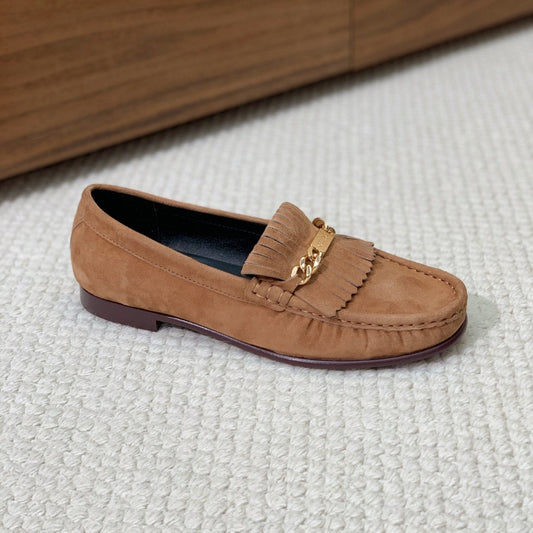 LUCO LOAFER WITH FRINGES IN COPPER BROWN SUEDE - 35