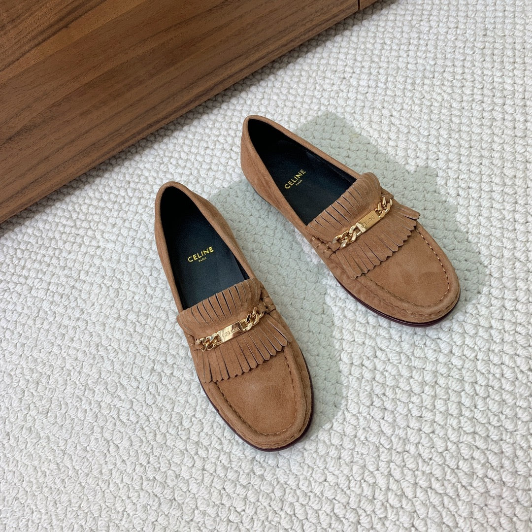 LUCO LOAFER WITH FRINGES IN COPPER BROWN SUEDE - 35