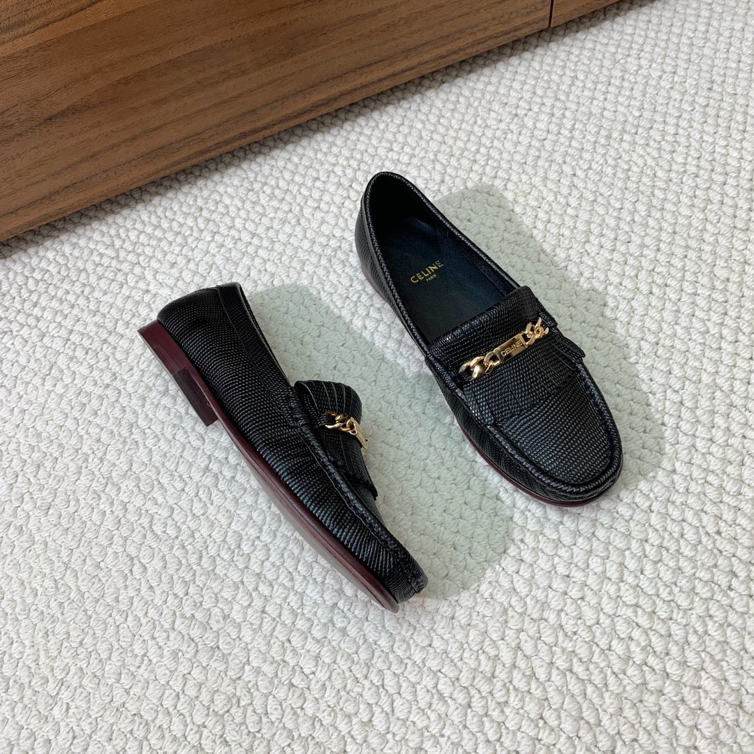 LUCO LOAFER WITH FRINGES IN BLACK LAMBSKIN - 35