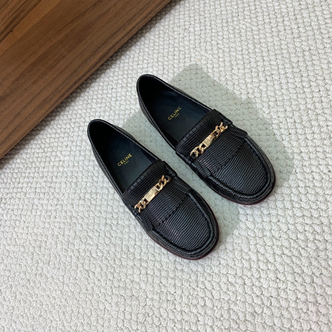 LUCO LOAFER WITH FRINGES IN BLACK LAMBSKIN - 35