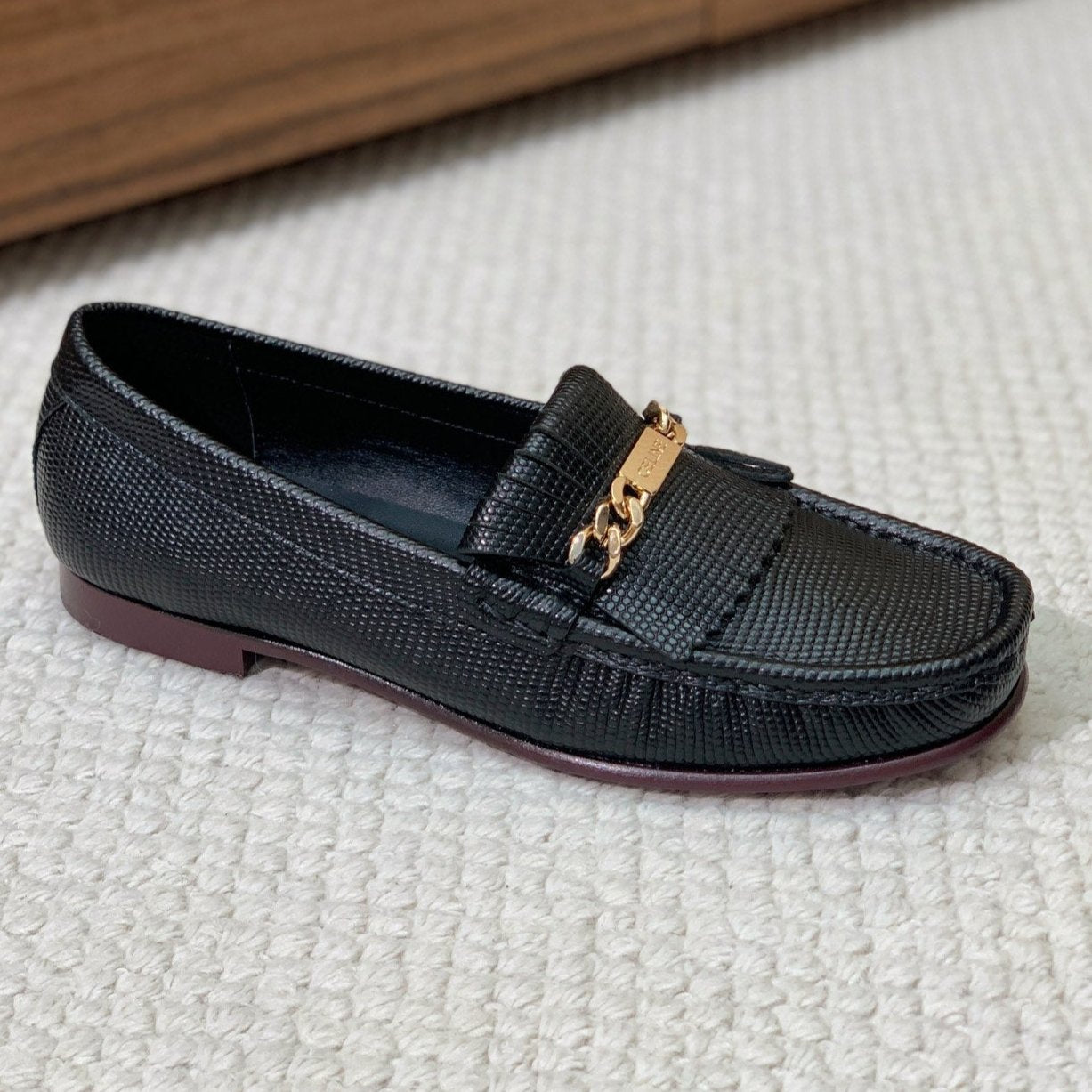 LUCO LOAFER WITH FRINGES IN BLACK LAMBSKIN - 35